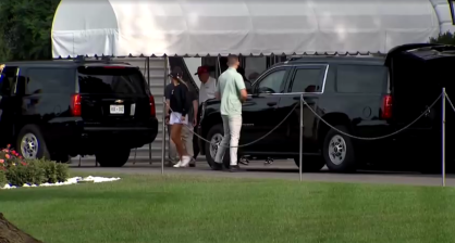 Boato de que o republicano teria falecido circulou nas redes sociais, mas imagens da manhã deste sábado (30) mostram Trump deixando a Casa Branca com a neta Kai Trump.